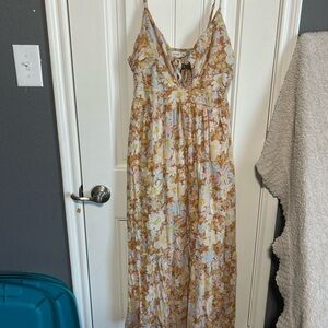 GAP Floral Boho Hippie Artsty Stretchy Flowy Vacation Sleeveless Maxi Dress Sm